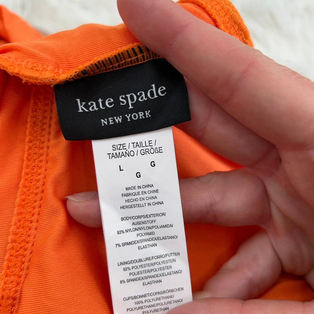 Kate Spade Orange Plunge Padded Scallop Trim V-Neck One Piece Swimsuit Large - Picture 5 of 5